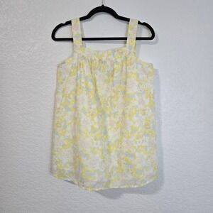 The Nines by Hatch Yellow Floral Tank Top Size M Lightweight Cotton